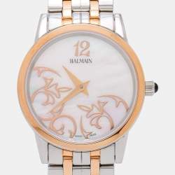 Pre Owned Balmain Mother of Pearl Two Tone Stainless Steel Éria Bijou B8558.33.86 Womens Wristwatch 31 mm