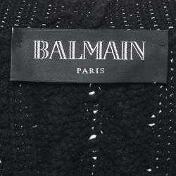 Balmain Black Cable Knit Open Front Cardigan M 