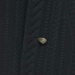 Balmain Black Cable Knit Open Front Cardigan M 