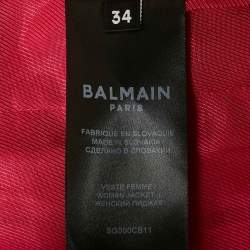 Balmain Paris Pink Cotton Double Breasted Blazer S