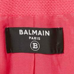 Balmain Paris Pink Cotton Double Breasted Blazer S