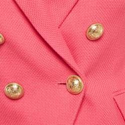 Balmain Paris Pink Cotton Double Breasted Blazer S