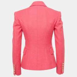 Balmain Paris Pink Cotton Double Breasted Blazer S