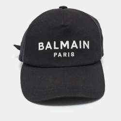 Pre Owned Balmain Black Logo Cotton Baseball Cap One Size 