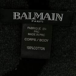 Balmain Black & Grey Logo Jacquard Cotton Muffler 