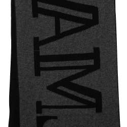 Balmain Black & Grey Logo Jacquard Cotton Muffler 