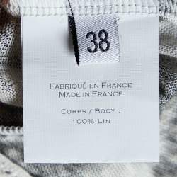 Balmain Grey Printed Linen Knit Sleeveless Top M