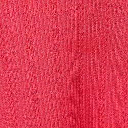 Balmain Pink Rib Knit Button Embellished Skirt Set S