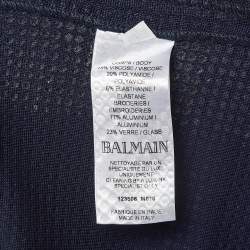 Balmain Blue/Gold Studded Stripe Jersey Mini Dress M