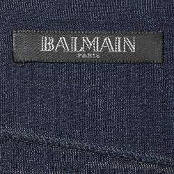 Balmain Blue/Gold Studded Stripe Jersey Mini Dress M