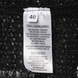 Balmain Monochrome Lurex Tweed Double Breasted Blazer M