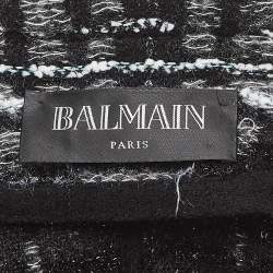 Balmain Monochrome Lurex Tweed Double Breasted Blazer M
