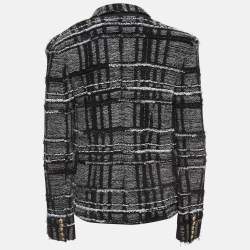 Balmain Monochrome Lurex Tweed Double Breasted Blazer M