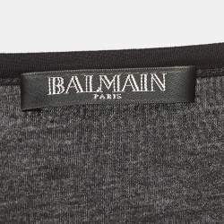 Pre Owned Balmain Black Logo Print Cotton Tank Top S
