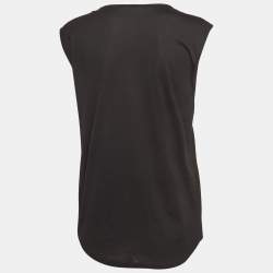 Pre Owned Balmain Black Logo Print Cotton Tank Top S