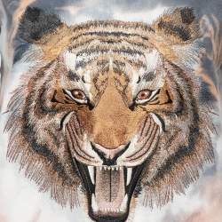 Pre Owned Balmain Multicolor Tiger Embroidered Dyed Cotton T-Shirt S