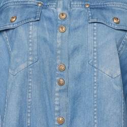Pre Owned Balmain Light Blue Denim Gold Button Detail Long Sleeve Shirt L