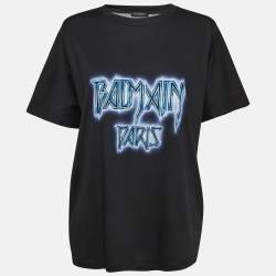 Balmain Black Printed Cotton Jersey T-Shirt M