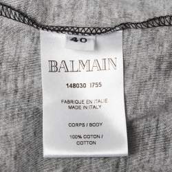 Balmain Black Printed Cotton Jersey T-Shirt M