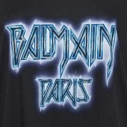 Balmain Black Printed Cotton Jersey T-Shirt M