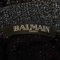 Pre Owned Balmain Black Lurex Knit Chain Embellished Short Dress S