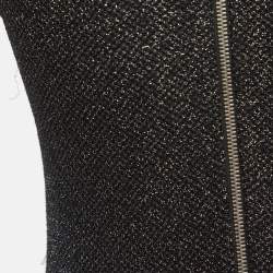 Pre Owned Balmain Black Lurex Knit Chain Embellished Short Dress S