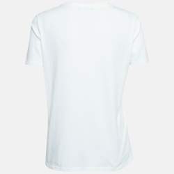 Pre Owned Balmain White/Golden Logo Print Cotton Jersey T-Shirt S