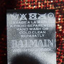 Burberry Red Tartan Lurex and Wool Wool Knit Sweatpants XS