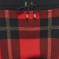 Burberry Red Tartan Lurex and Wool Wool Knit Sweatpants XS