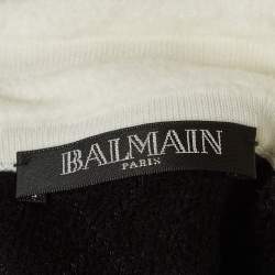 Balmain Black Patterned Jersey Detailed Button Mini Dress M