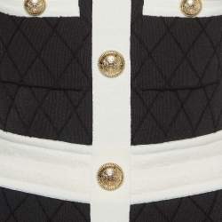 Balmain Black Patterned Jersey Detailed Button Mini Dress M