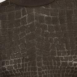 Balmain Brown Crocodile Patterned Jersey Fitted Mini Dress L
