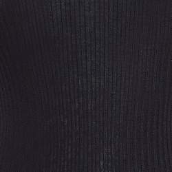 Pre Owned Balmain Black Rib Knit Button Detail Sweater M