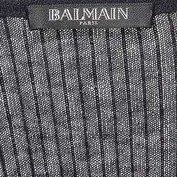 Pre Owned Balmain Black Rib Knit Button Detail Sweater M
