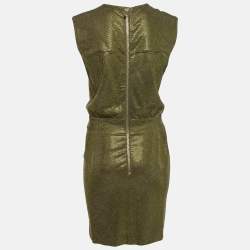 Pre Owned Balmain Green Embellished Jersey V-Neck Sleeveless Dress M