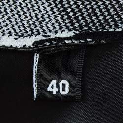 Pre Owned Balmain Black/White Houndstooth Patterned Knit Zip-Up Cardigan M
