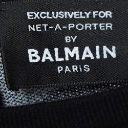 Pre Owned Balmain Black/White Houndstooth Patterned Knit Zip-Up Cardigan M