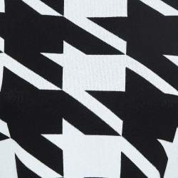 Pre Owned Balmain Black/White Houndstooth Patterned Knit Zip-Up Cardigan M