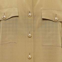 Pre Owned Balmain Green Silk Long Sleeve Shirt M