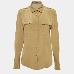 Pre Owned Balmain Green Silk Long Sleeve Shirt M