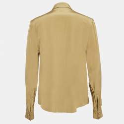 Pre Owned Balmain Green Silk Long Sleeve Shirt M