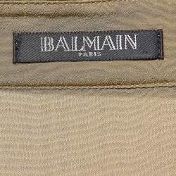 Pre Owned Balmain Green Silk Long Sleeve Shirt M