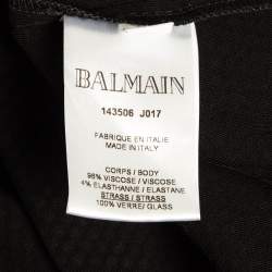 Balmain Black/Red Chevron Patterned Crystal Embellished Jersey Mini Dress M