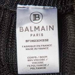 Balmain Black Open Knit Long Sleeve Mini Dress L