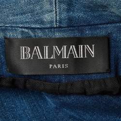 Pre Owned Balmain Blue Washed Denim Open Front Jacket M