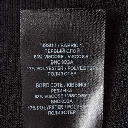 Pre Owned Balmain Black Pinhole Patterned Knit Zip-Up Full Sleeves Bodycon Dress L