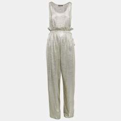 Balmain Metallic Jersey Pant & Top Set M