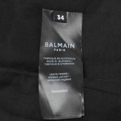 Pre Owned Balmain Black Wool One Buttoned Blazer XS