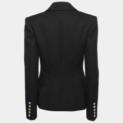 Pre Owned Balmain Black Wool One Buttoned Blazer XS