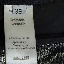 Pre Owned Balmain Metallic Printed Leather Skinny Pants M